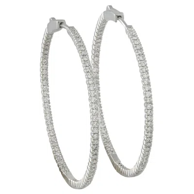 Pre-owned Lb Exclusive 14k White Gold 1.56ct Diamond Inside-out Hoop Earrings Mf10-111825