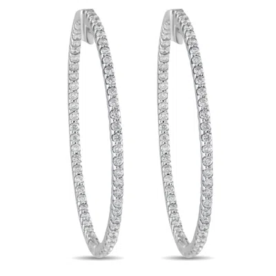 Lb Exclusive 14k White Gold 1.77ct Diamond Hoop Earrings Mf07-070225 In Metallic
