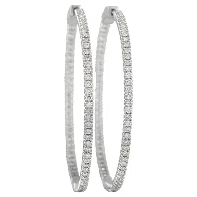 Pre-owned Lb Exclusive 14k White Gold 1.77ct Diamond Inside-hoop Earrings