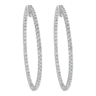 Pre-owned Lb Exclusive 14k White Gold 1.77ct Diamond Inside-out Hoop Earrings Mf07-070225