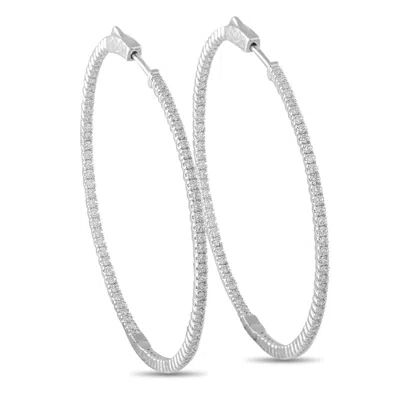 Lb Exclusive 14k White Gold 1.78ct Diamond Inside-out Hoop Earrings Mf16-111825 In Metallic
