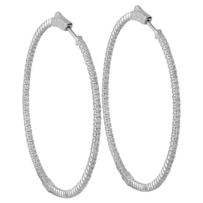 Pre-owned Lb Exclusive 14k White Gold 1.78ct Diamond Inside-out Hoop Earrings Mf12-111825