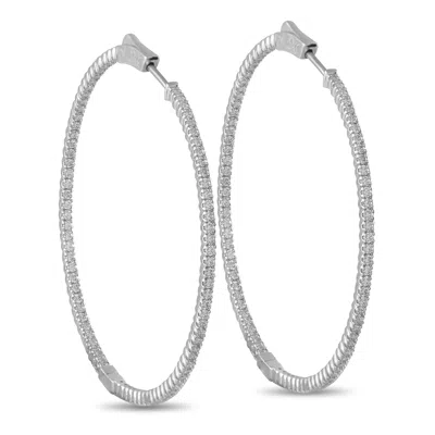 Lb Exclusive 14k White Gold 1.78ct Diamond Inside-out Hoop Earrings Mf12-111825 In Metallic