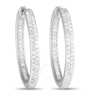 Lb Exclusive 14k White Gold 2.10ct Diamond Inside Out Hoop Earrings In Multi-color