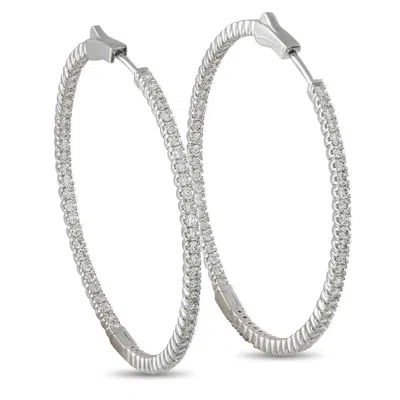 Lb Exclusive 14k White Gold 2.02ct Diamond Hoop Earrings Mf16-111825 In Gray