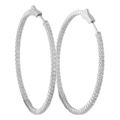 Pre-owned Lb Exclusive 14k White Gold 2.02ct Diamond Inside-out Hoop Earrings Mf18-111825