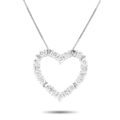 Lb Exclusive 14k White Gold 2.0ct Diamond Heart Necklace Mf01-053025