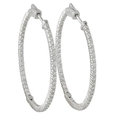 Pre-owned Lb Exclusive 14k White Gold 2.0ct Diamond Inside-out Hoop Earrings Mf13-111825