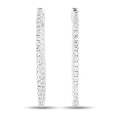 Lb Exclusive 14k White Gold 2.15ct Lab-grown Diamond Hoop Earrings Lgd05-020325