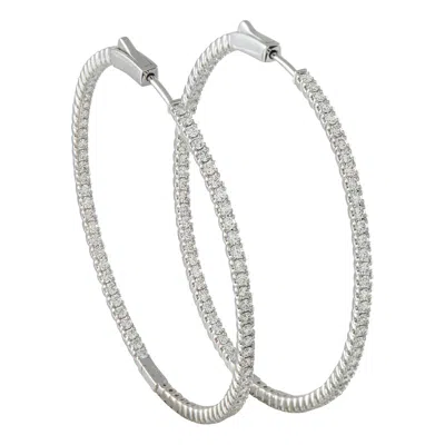 Pre-owned Lb Exclusive 14k White Gold 2.35ct Diamond Inside-out Hoop Earrings Mf17-111825