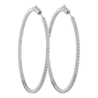 Pre-owned Lb Exclusive 14k White Gold 2.40ct Diamond Inside-out Hoop Earrings Mf17-111825
