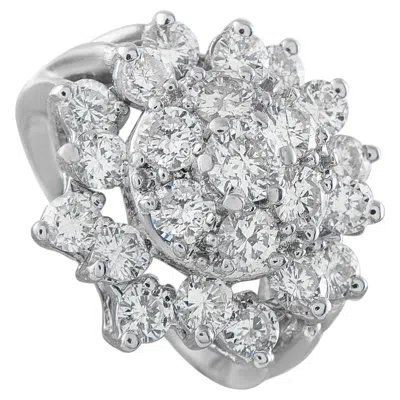 Pre-owned Lb Exclusive 14k White Gold 2.90ct Diamond Cluster Ring Mf25-070826