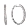 Lb Exclusive 14k White Gold 3-row 1.06 Carat Vs1 G Color Diamond Hoop Earrings In White