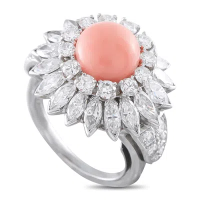 Lb Exclusive 14k White Gold 3.0ct Diamond And Coral Ring Mf23-050426 In Metallic