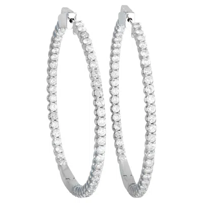 Pre-owned Lb Exclusive 14k White Gold 3.35 Carat Diamond Inside-out Hoop Earrings
