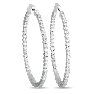 Lb Exclusive 14k White Gold 3.35ct Diamond Inside-out Hoop Earrings