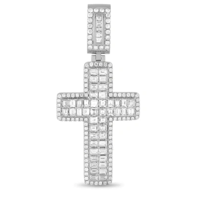 Lb Exclusive 14k White Gold 6.30 Ct Diamond Cross Pendant In Multi-color