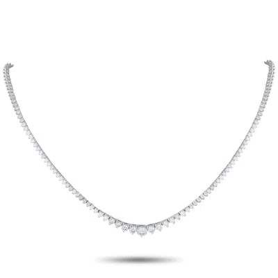 Lb Exclusive 14k White Gold 7.0ct Diamond Necklace Mf07-080625 In Metallic
