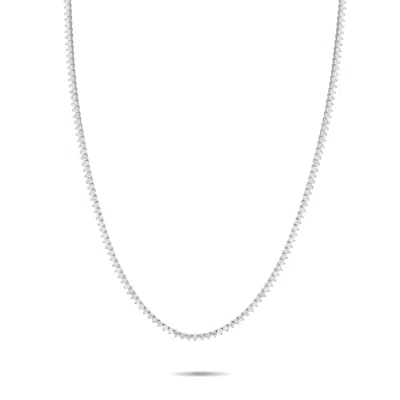 Lb Exclusive 14k White Gold 7.25ct Lab-grown Diamond Tennis Necklace Mf15-072225 In Gray