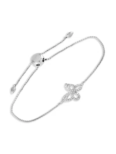 Pre-owned Lb Exclusive 14k White Gold Butterfly Diamond Bracelet In Silver