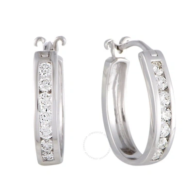 Lb Exclusive 14k White Gold Channel Set 0.5 Ct Diamond Huggies Hoop Earrings In Multi-color