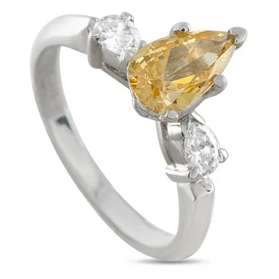 Lb Exclusive 14k White Gold Diamond And 0.74 Ct Natural Orange Diamond Ring Mf07-051826 In Multi