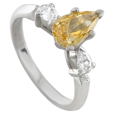 Pre-owned Lb Exclusive 14k White Gold Diamond And 0.74ct Natural Orange Diamond Ring Mf07-051826