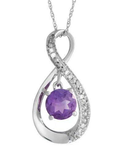 Pre-owned Lb Exclusive 14k White Gold Diamond And Amethyst Necklace In Silver