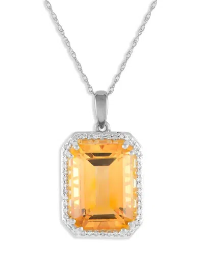 Pre-owned Lb Exclusive 14k White Gold Diamond And Citrine Necklace In Silver