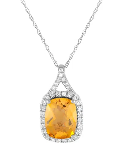 Pre-owned Lb Exclusive 14k White Gold Diamond And Citrine Necklace In Silver