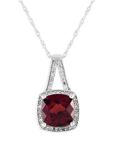 Pre-owned Lb Exclusive 14k White Gold Diamond And Ruby Necklace In Silver