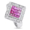 Lb Exclusive 14k White Gold Diamond And Sapphire Ring Mf23-120324 In White