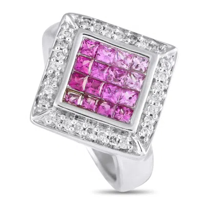 Lb Exclusive 14k White Gold Diamond And Sapphire Ring Mf23-120324 In Pink