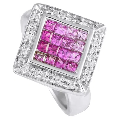 Pre-owned Lb Exclusive 14k White Gold Diamond And Sapphire Ring Mf23-120324