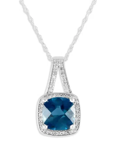 Pre-owned Lb Exclusive 14k White Gold Diamond And Topaz Necklace In Silver