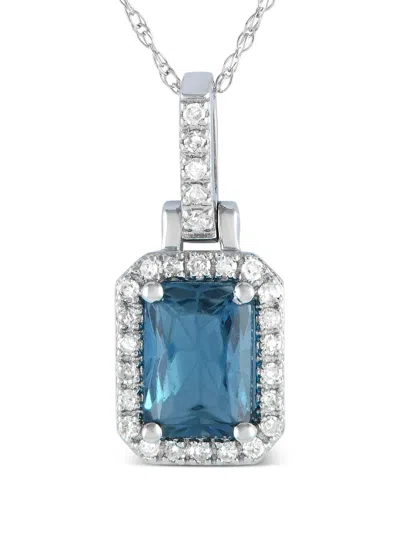 Pre-owned Lb Exclusive 14k White Gold Diamond And Topaz Necklace In Silver