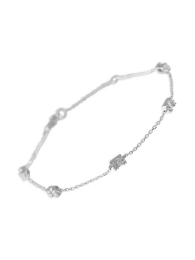 Pre-owned Lb Exclusive 14k White Gold Diamond Bracelet In Silver