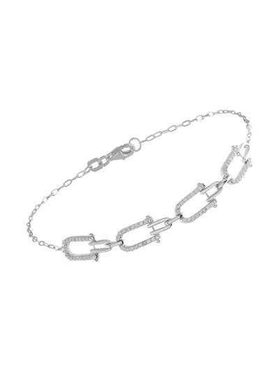 Pre-owned Lb Exclusive 14k White Gold Diamond Bracelet In Silver