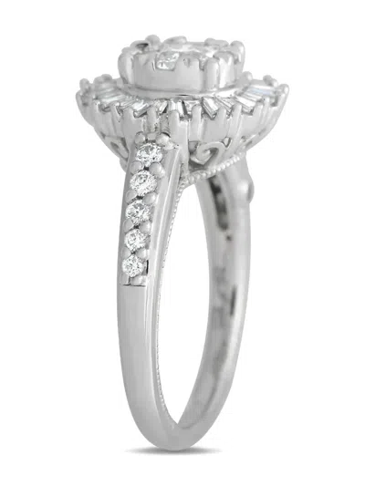 Pre-owned Lb Exclusive 14k White Gold Diamond Cluster Ring