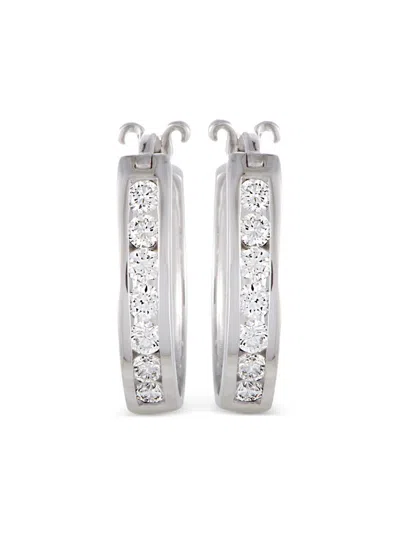 Pre-owned Lb Exclusive 14k White Gold Diamond Earrings In Silver