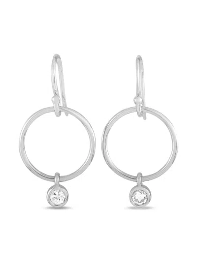 Pre-owned Lb Exclusive 14k White Gold Diamond Earrings In Silver