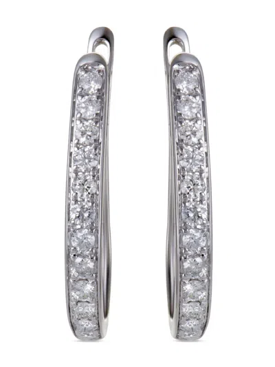 Pre-owned Lb Exclusive 14k White Gold Diamond Earrings In Silver
