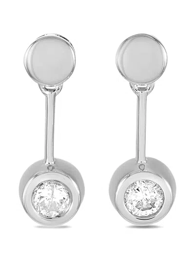 Pre-owned Lb Exclusive 14k White Gold Diamond Earrings In Silver