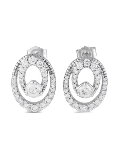 Pre-owned Lb Exclusive 14k White Gold Diamond Earrings In Silver