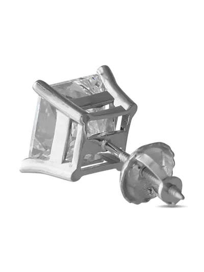 Pre-owned Lb Exclusive 14k White Gold Diamond Earrings In Silver
