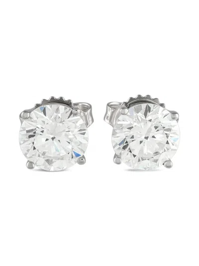 Pre-owned Lb Exclusive 14k White Gold Diamond Earrings In Silver