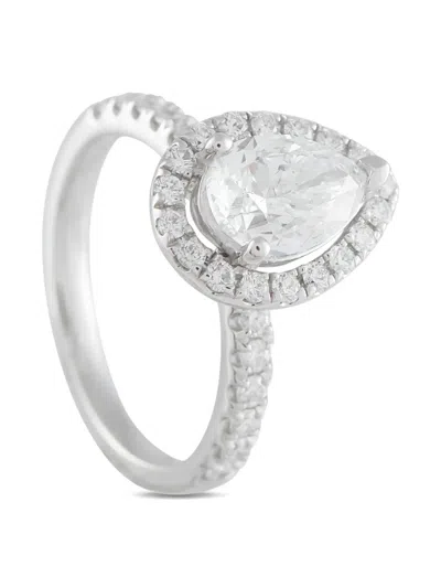 Pre-owned Lb Exclusive 14k White Gold Diamond Engagement Ring In Silver