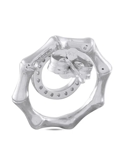 Pre-owned Lb Exclusive 14k White Gold Diamond Geometric Earrings In Silver