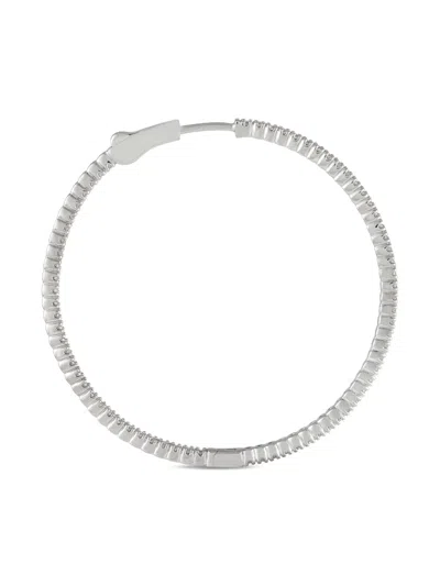 Pre-owned Lb Exclusive 14k White Gold Diamond Hoop Earrings In Silver