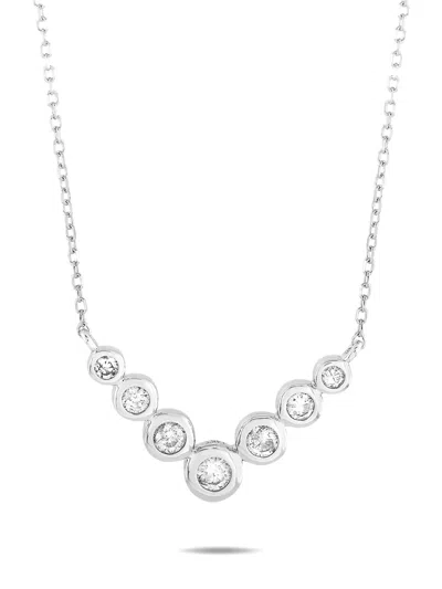 Pre-owned Lb Exclusive 14k White Gold Diamond Necklace In 银色